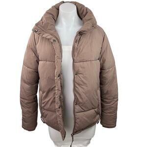 Cotton On The Recycled Mother Puffer Quilted Tan Long Sleeves Jacket Coat Size S